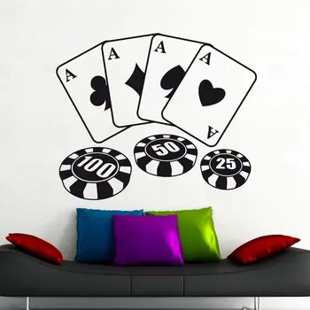 Kazino Uzlīme Azartspēļu Decal Spēlēt Pokeru Plakāti, Vinila Sienas Uzlīmes Mājās Apdares Dekoru, Sienas Kazino Uzlīme
