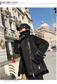 2019 samta, kažokādas viens mētelis lady ziemas korejiešu versiju skaists plus samta sabiezējums motociklu apģērbu mētelis