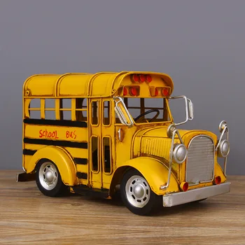 Retro Liels Auto Modelis Dzelzs Vintage Skolas Autobusu Auto Modelis Kaltas Dzelzs Autobusu Modeli Lējumiem Apdare Rotaļlietas Bērniem Pieaugušajiem
