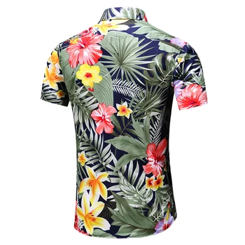 Plus 6XL 7XL Vasarā Pludmale Havaju Vīriešiem ar Īsām Piedurknēm Krekli Ziedu Iespiesti Krekls Mens Brīvdienu Puse Camisa Hawaiana Zīmola Krekli