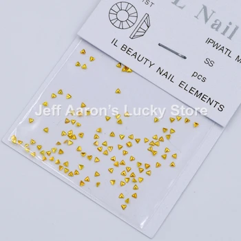 2 iepakojumi Sajauc zelts, sudrabs 3d metāla trīsstūris nail art rotājumi rhinestones kniedes, naglas accessoires suplies instruments 1,5 MM