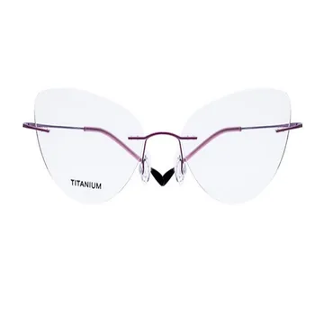 MONGOTEN Tīra Titāna, Jauno Modes Sievietes bez apmales Pakāpeniski Multi-fokusa Objektīvs Briļļu Rāmis, Rozā, Violeta vecuma tālredzība Brilles