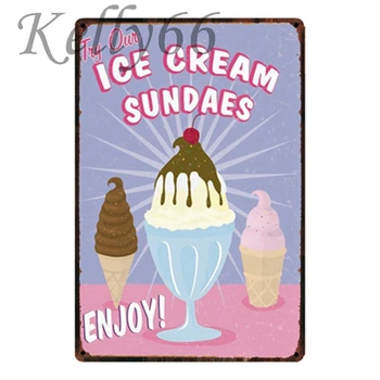 [ Kelly66 ] saldējuma SUNDAES Vintage Metāla zīmju Skārda Plakātu Mājas Dekori Bāra Sienas Mākslas Glezniecības 20*30 CM Izmērs y-1519