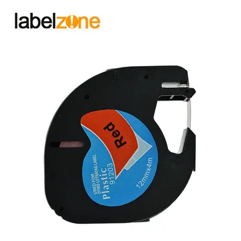 LABELZONE black red 12mm*4m 91203 etiķetes Saderīgu Dymo Letratag printeri LT91203 plastmasas marķējuma lentes viegli drukāt, lai DYMO