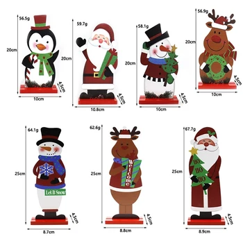 Ziemassvētku Koka Rotājumi DIY Koka Sniegavīrs Ziemassvētku Vecīša Briežiem Dekori Galda Rotājumu Ziemassvētki Jaunais Gads Bērnu Istabas Apdare 1gab.