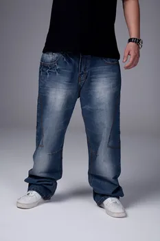 Vīriešu apģērbu hiphop plus lieluma ūdens skalošanas whisker hip-hop džinsi brīvs vīrietis 6XL 4XL 5XL 2XL 3XL