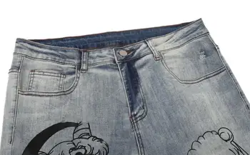 Karikatūra Izdrukāt Džinsi Vīriešu ir 2021. High Street Slim Bikses vīriešu izdilis džinsi ripped džinsi vīriešiem iznīcināta Džinsa bikses w1526