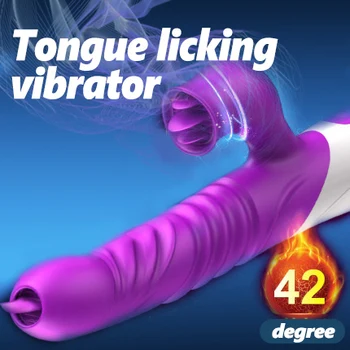 G Spot Dildo Silikona Vibrators Apkures Scalable Mēles Laiza Zizli Klitora Massager Seksa Rotaļlietas Sievietēm