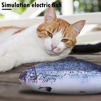 Mīksta Plīša 3D Zivju Forma Kaķis Rotaļlietas USB Maksas Simulācijas Kaķis Interaktīvās Rotaļlietas