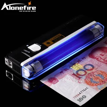Alonefire Kvalitātes preces ultravioleto lukturīti, rokas naudas detektors atpakaļ gaismas UV lampas viltotu naudu testa valūtas AA baterijas