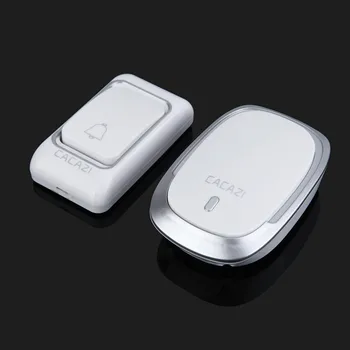 CACAZI Bezvadu Durvju zvans mājas ūdensizturīgu akumulatora 1 Pogu 1 Uztvērējs Smart Home Bezvadu durvju zvanu piebalsot 200M Attālās