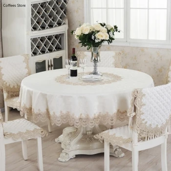 Luksusa izšūts galdauts, galda restorānvagonos apaļā galda segums galdautu šķīst ūdenī mežģīnes 002 kāzu ziedu mājas tekstila