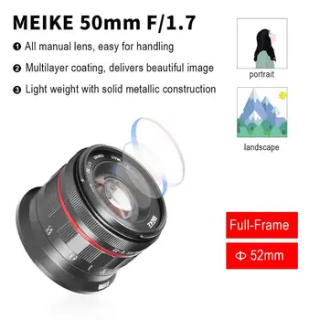 Meike 50mm f/1.7 Lielu Apertūru Manuālā Fokusa Objektīvs Nikon Z-mount Mirrorless Kameras, Nikon Z6 Z7 ar Pilna Kadra