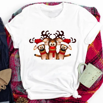 Santa Claus Stila Apģērbu Svētku Tees Sievietēm Lady Priecīgus Ziemassvētkus Karikatūra Izdrukāt T Drēbes Top Grafiskais Sieviešu T-krekls