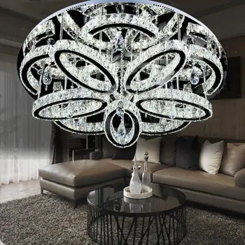 Nerūsējošā tērauda dzīvojamā istaba kristāla griestu lampas Ķīnas kristāla griestu lampas Apaļa nerūsējošā tērauda dzīvojamā istaba lukturi led armatūra