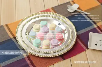 Diametrs 30cm apaļa sudraba metāla kūka stāv kūka displejs pankūku dekorēšanas instrumentiem, kāzu dekorēšana DGP057