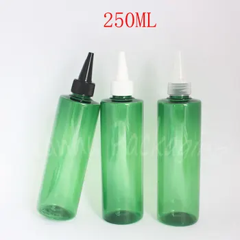 250ML Zaļā Plastmasas Pudeles Norādīja Muti Klp , 250CC Tukši Kosmētikas Konteineru , Ievārījums / Losjons Iepakojuma Pudeles ( 25 GAB/Daudz )