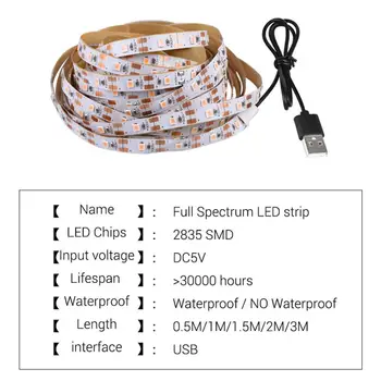 5V USB LED Augt Gaismas Pilna Spektra LED Strip Gaismas Iekārtu SMD2835 Siltumnīcefekta Hidroponiskas Audzēšanas Dārzs Spīd Gaismas Lentes