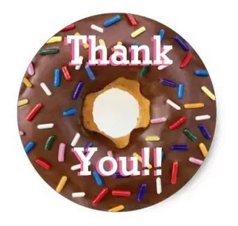 3.8 cm Šokolāde ar Sprinkles Donut Dzimšanas dienas, Paldies Klasisks Apaļas Uzlīmes