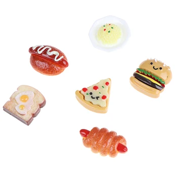 Jaunu 10pcs Mini Sveķu Pārtikas Spēlēt Rotaļu Mājas Amatniecības Izlikties, Hotdog maizes kūka Namiņš Miniatūras Rotājumu Dekors Bērniem