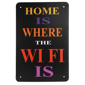 Laipni gaidīti! Bezmaksas wifi. Mājas ir vieta, kur wifi ir. vintage skārda zīme retro metāla plāksne apgleznošana sienu apdarei: kafejnīca, bārs, krogs, klubs