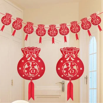 10PCS neaustu Ķīnas Pavasara Svētki Svētību Banner Jauno Gadu Decoratio Kāzu Zīme, Dzimšanas dienas svinības Piegādēm Pakārt Karogu