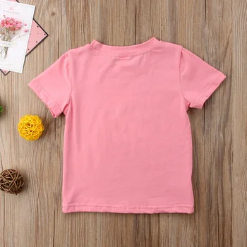 Pudcoco Jaunu Toddler Zīdaiņu, Bērnu, Bērniem, Meitene Baby Rozā krāsā ar Īsām Piedurknēm Blūze, T-krekls, t-veida Topi, T Krekls Gadījuma Vasaras Apģērbu 1-6T
