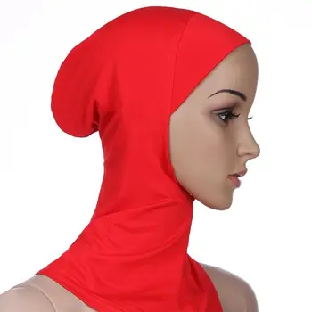 Sieviešu Spilgti tīrtoņa Krāsu Kravu Musulmaņu Pilnībā Segtu Hijab Klp Stretchy Turban Matu Izkrišana Galvas Lakatu Wrap Islāma Underscarf D08E