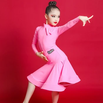 Latīņamerikas Deju Drēbes Meitenēm Standarta Konkurences Tērpu Kritums Balles Prakses Valkāt Garas Piedurknes Salsas Deju apģērbi DL6864