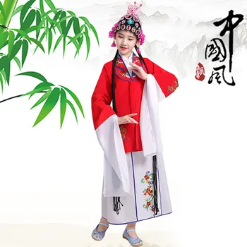 Meitenes ķīniešu tautas deju Pekinas Operas kostīmi seno ķīniešu tērpu hanfu kleita skatuves dejas, valkā tradicionālās Ķīniešu kostīms