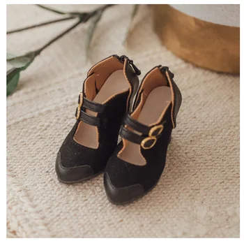 BJD lelles kurpes franču stilā ar augstiem papēžiem, ar dubultas siksniņas retro augstpapēžu kurpes, kas piemērotas 1/3, 1/4 lelle apavu aksesuāri