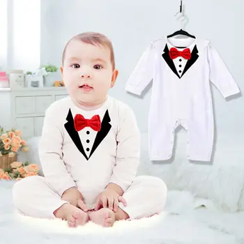 Pudcoco Jaunas Ielidošanas Bērniem, Bērnu Zēniem Toddler Džentlmenis Uzvalks Cietā Romper Jumpsuit Drēbes, Apģērbs 2019