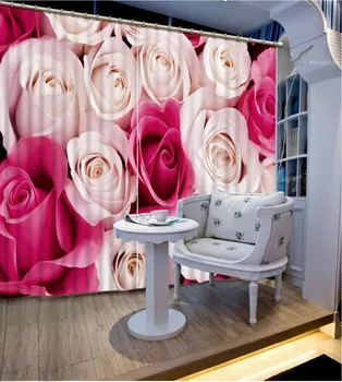 3d aizkari Luksusa Blackout 3D Logu Aizkari Dzīvojamā Istaba Guļamistaba rožu aizkari, aizkaru ziedu