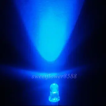 Jaunu 200pcs Zilā 3mm 5000mcd LED Lampas, Gaismas Ultra bright Led Spuldzes Bezmaksas Piegāde