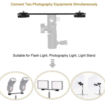 8 collu Dual Flash Kameras Stiprinājums Statīva Turētājs ar 1/4 Skrūve 3D Stereoskopiskās Fotogrāfija DSLR Kameru Piederumi