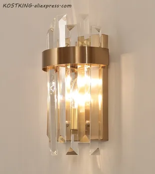 KOSTKING augstas kvalitātes luksusa kristāla sienas lampas modernās sconce gaismas Dia18*H33CM spīdumu dzīvojamā istaba guļamistaba lampas