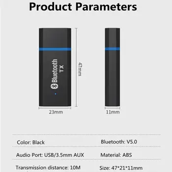 USB Bluetooth 5.0 Audio Raidītājs Uztvērējs Adapteris 3.5 mm, TV PC Automašīnas AUX 3.5 mm Stereo AUX Ligzdu Austiņas Skaļruni