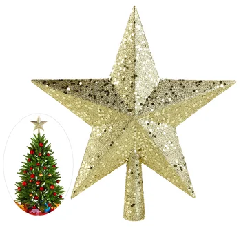 NICEXMAS collu Dārgumus, Zelta Glittered Mini Star Ziemassvētku Eglīte Cilindrs