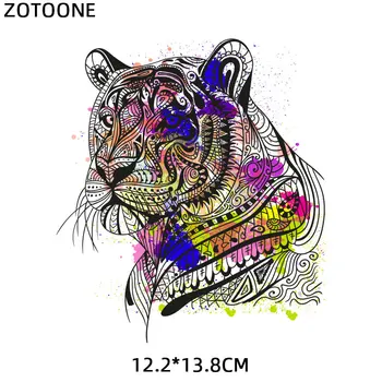 ZOTOONE Krāsains Dzīvnieku Plāksteri Tiger Bull-Head-Plāksteris Dzelzs Pārskaitījumu Apģērbu T-krekls Piederumu Appliques Siltuma G