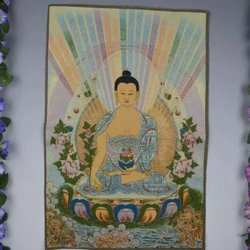 Veikt veco brokāta izšuvumu gleznas imitāciju senatnes (Tibetas noslēpumu. Farmaceits Budas)