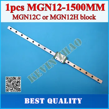 12mm Lineārie Guide MGN12 L= 1500mm lineārās sliedes veids, + MGN12C vai MGN12H Ilgi lineāro pārvadāšanas CNC X Y Z asīm