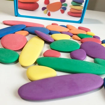 Koka Krāsainu Oļu Bruģakmens Puzzle Sākumā Izglītības Mācību DIY Rotaļlietas Bērniem Bloki Kraušanas Spēle