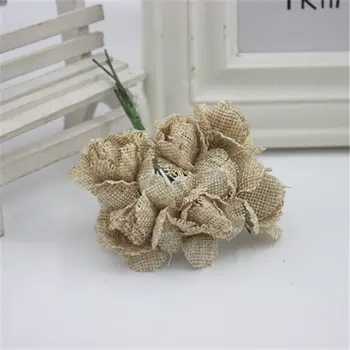 DIY ziedu imitācijas aksesuārus līgavai vainagu galvassegu materiāls dabas kaņepju auduma ziedi rožu 6PCS