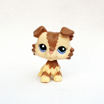 LPS KAĶIS retiem pet shop cute rotaļlietas collie #2210 maz Krējumu Tan Brown dog zilas acis veco oriģinālo Dzīvnieku rotaļlietas bērniem