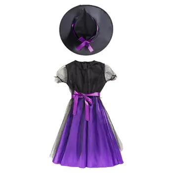 Bērniem Halloween Kostīmu Ragana Cosplay Bowknot Kleita, Cepure, Simulācijas Ziedu 1XCA