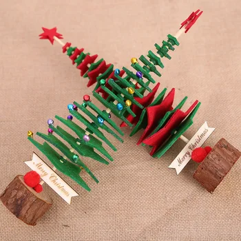 Jaunais Ziemassvētku DIY neaustu koku Ziemassvētku rotājumi bērnu radošā dāvanas darbvirsmas rotājumi