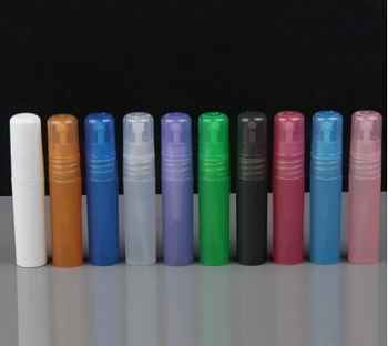 1000pcs 5ml MIni tukšu aerosola pudelē ar Plastmasas Smaržas paraugu pudele, pildspalva pudeli pulverizators 10 krāsa asorti krāsa izlases