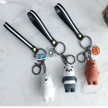 Modes Diy Keychain 3D Mini Multfilmu Dzīvnieku Lācis Keychain Sveķu Materiāls KeyRing Eleganta Soma Brelok Somā Llavero Panda Keyfob