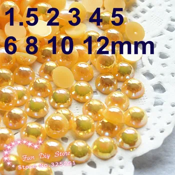 Sveķu AB apelsīnu flatback apaļa pērle 1.5-12mm 10000-200pcs/daudz ar plakanu aizmuguri pusi pērle