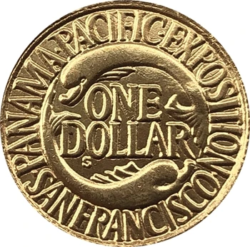 24-K Gola Pārklājumu ASV 1915 1 Dolāru Franku monētas kopiju, 15mm